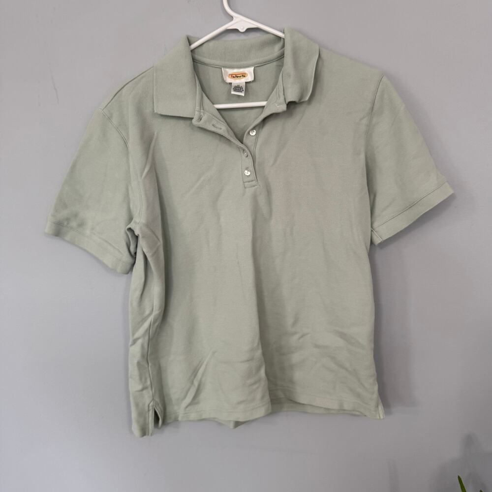 Vintage Talbots Pale Green Polo Top Women's Size Medium Short Sleeves Cotton